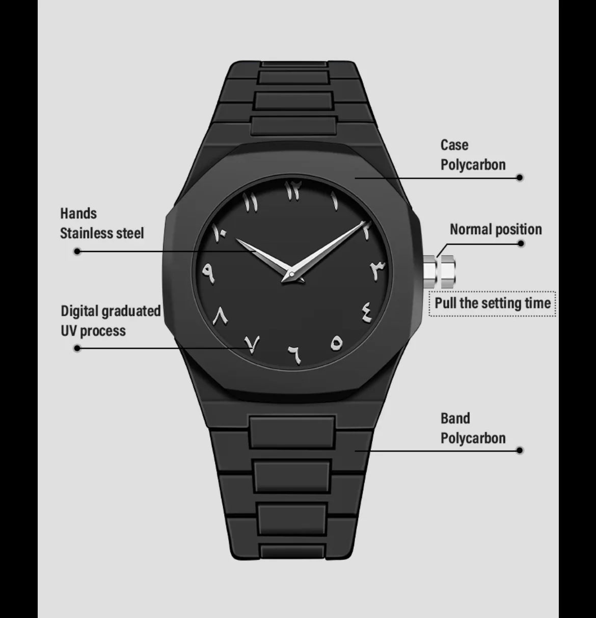 Arabic Aura Watch in White Dial