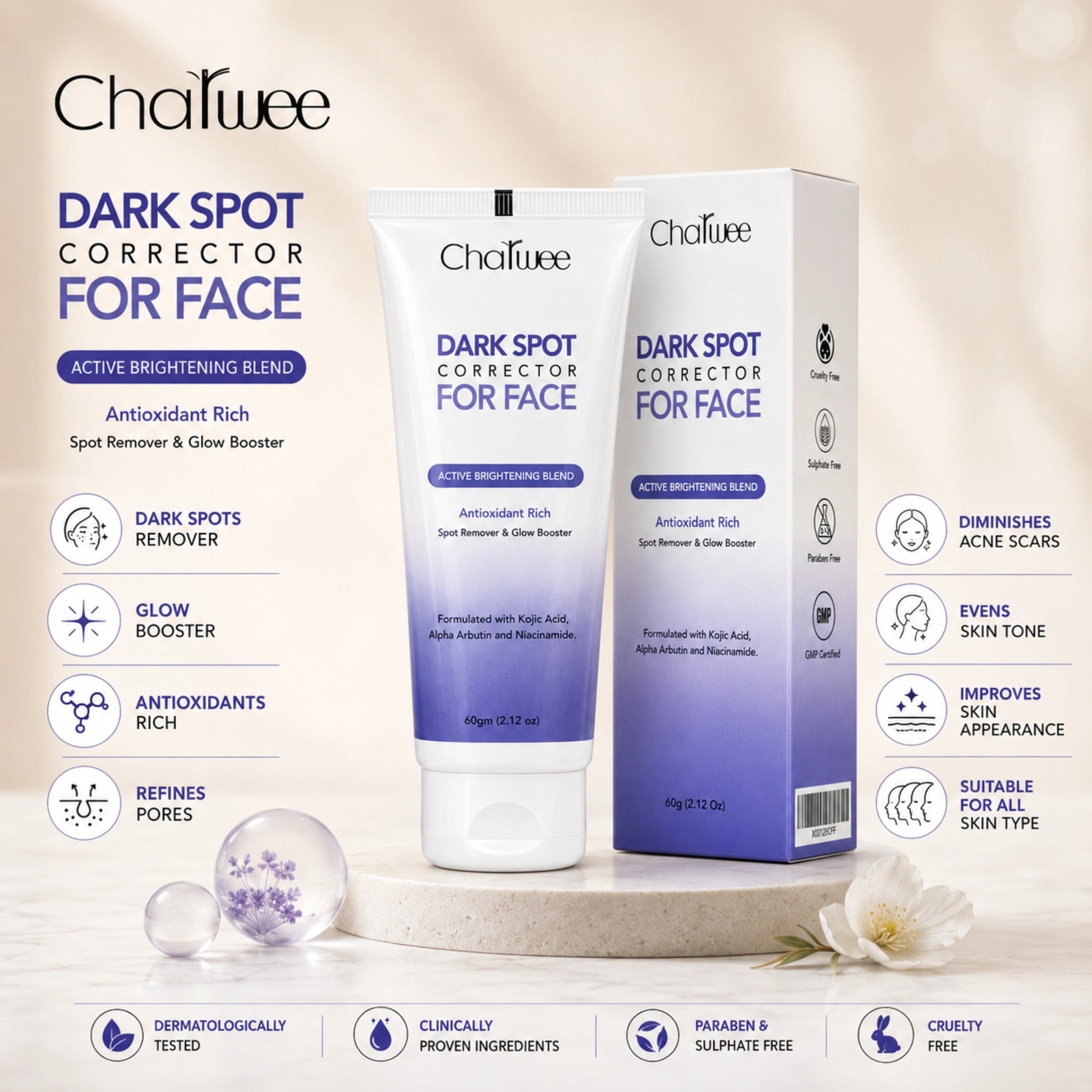 Charwee Dark Spots Corrector Cream | Imported Formula with Niacinamide | Allow to Open Parcel 📦